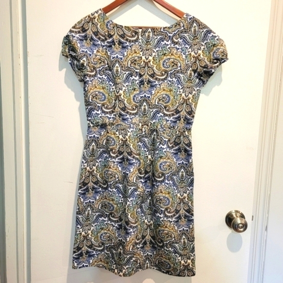 J. Crew Paisley print Multi Color Silk Blend Dress with Pockets Size 4 - Picture 3 of 15